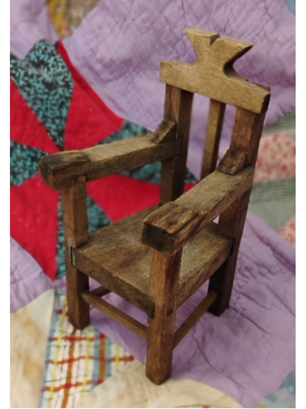 Vtg Antique OOAK Primitive Wood Miniature Chair Folk Art Salesman Sample